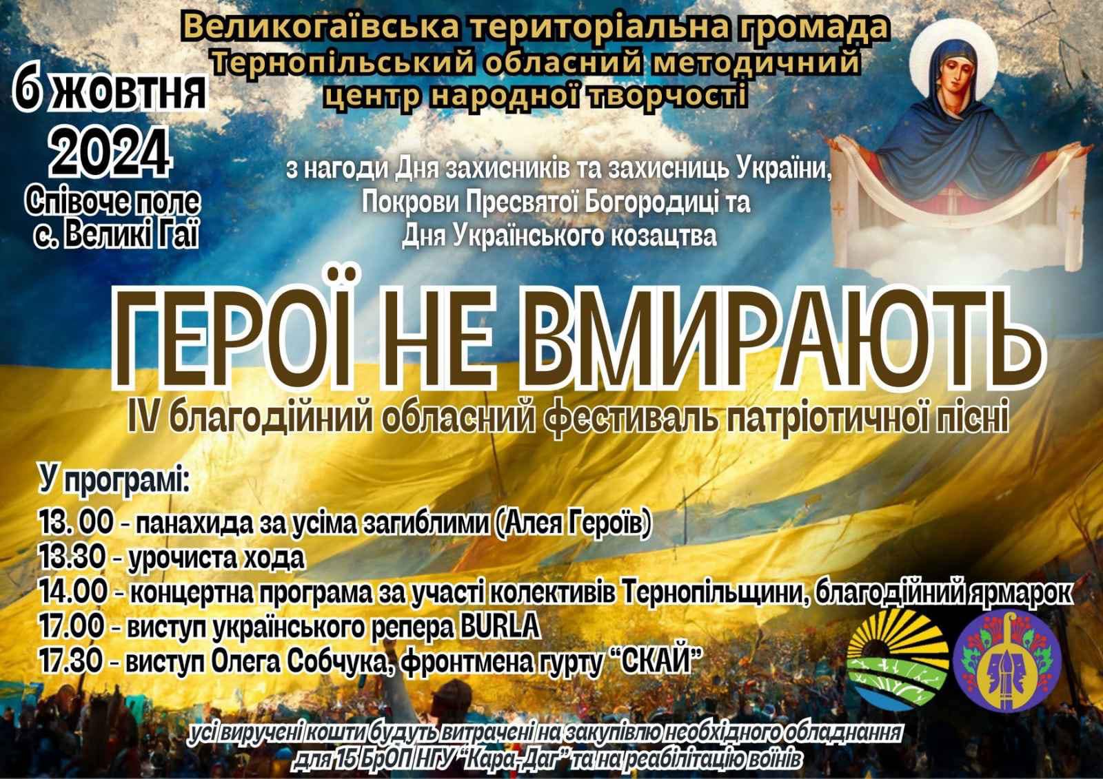 Виступатиме фронтмен гурту «Скай»: у Великих Гаях пройде фестиваль патріотичної пісні