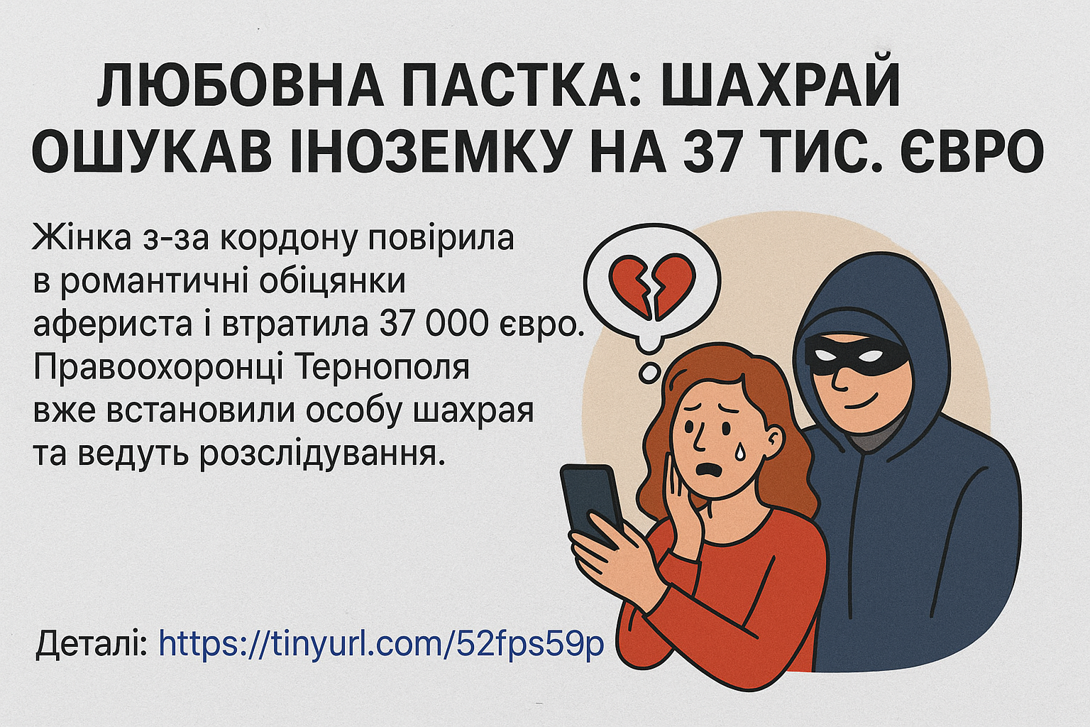 Іноземка втратила 37 тисяч євро через афериста з Тернополя